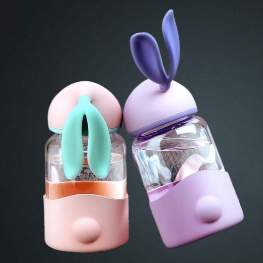 Lightweight Rabbit Ear Glass Bottle with Protective Silicone Base-image-41