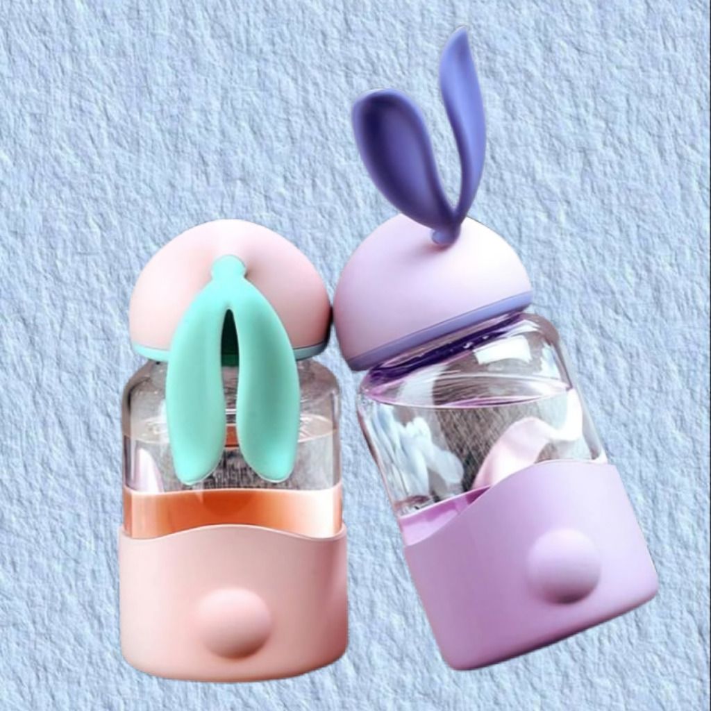 Leakproof Bunny Ear Glass Bottle with Shockproof Silicone Case-image-31