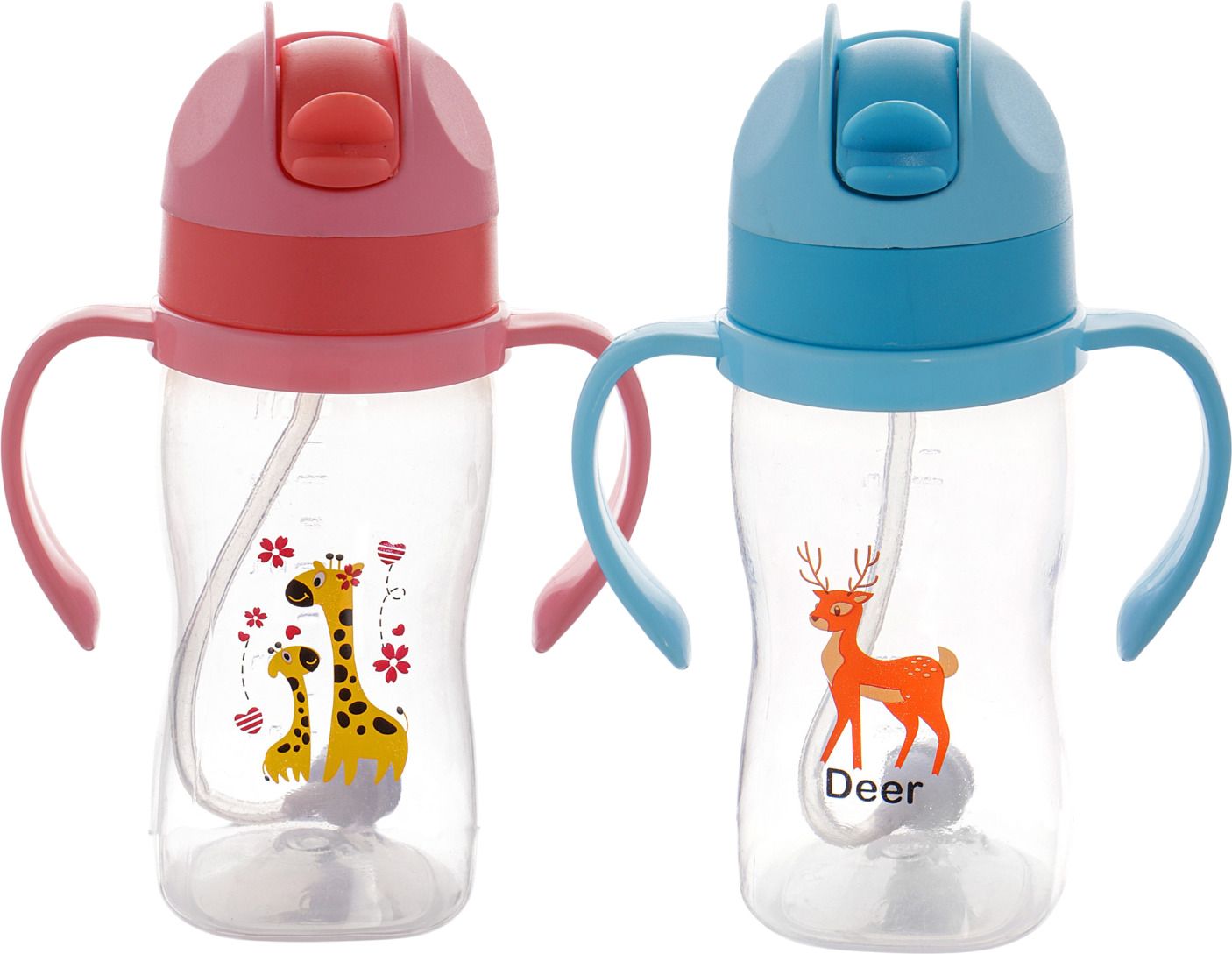 nabhya 2pc Transparent 300ml Spill-Proof Toddler Sippy Cup With Gravity Ball Straw-picture-19