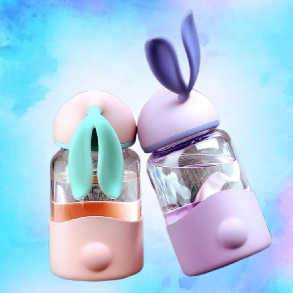 Portable Rabbit Ear Drinking Bottle with Glass Body Design-image-13