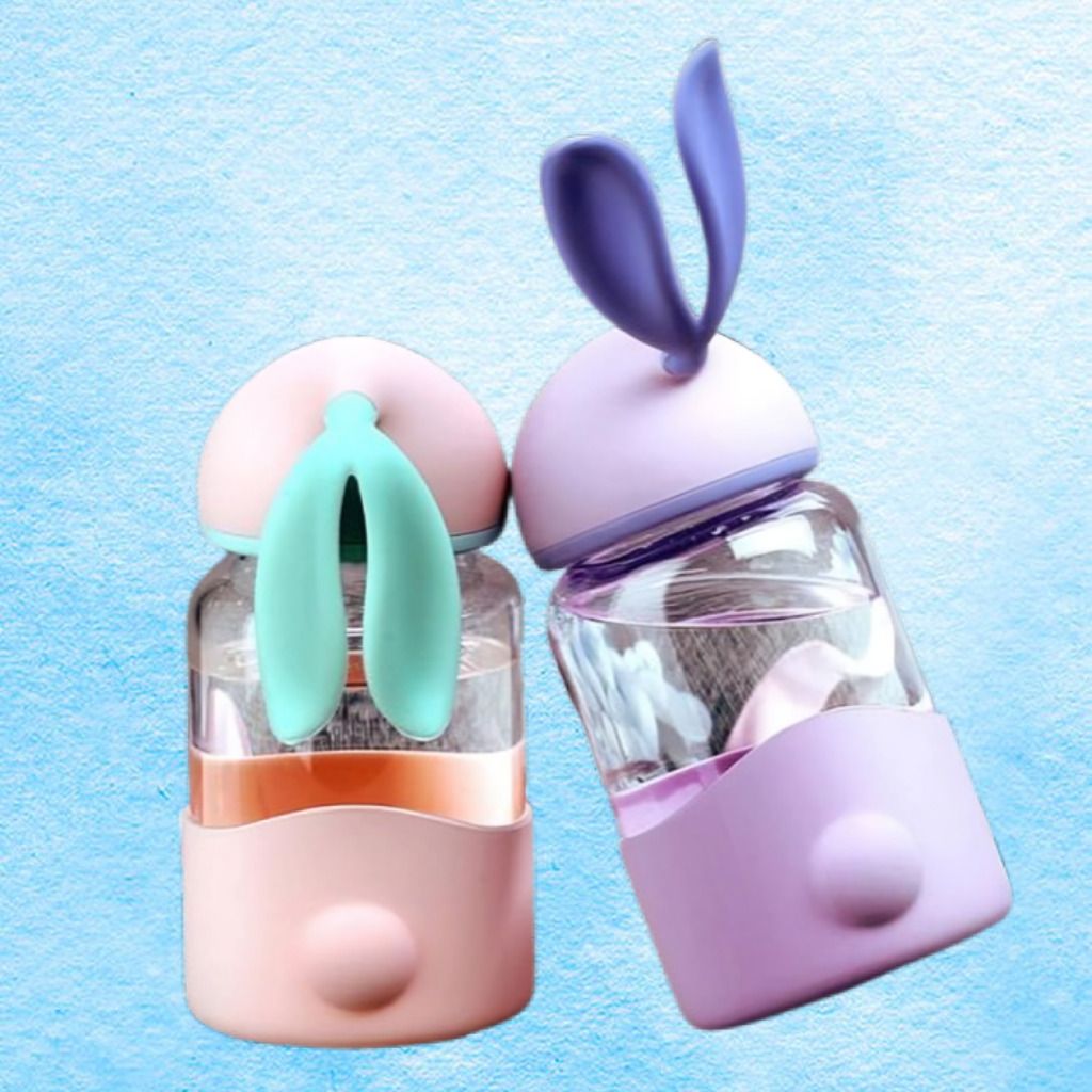 Premium Rabbit Design Glass Water Bottle with Soft Silicone Cover-image-45
