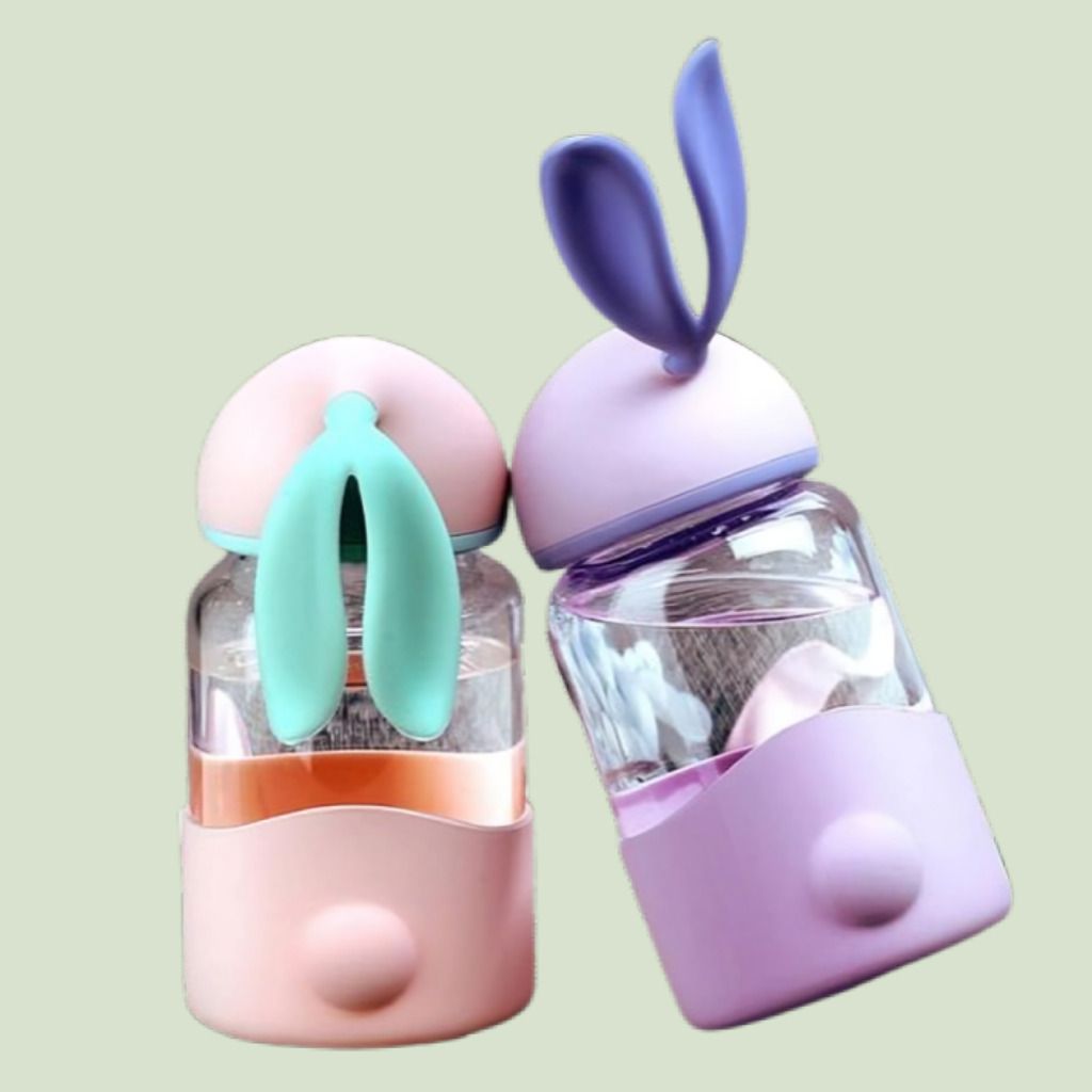 Adorable Bunny Ear Glass Bottle for Home Office School and Travel-image-42