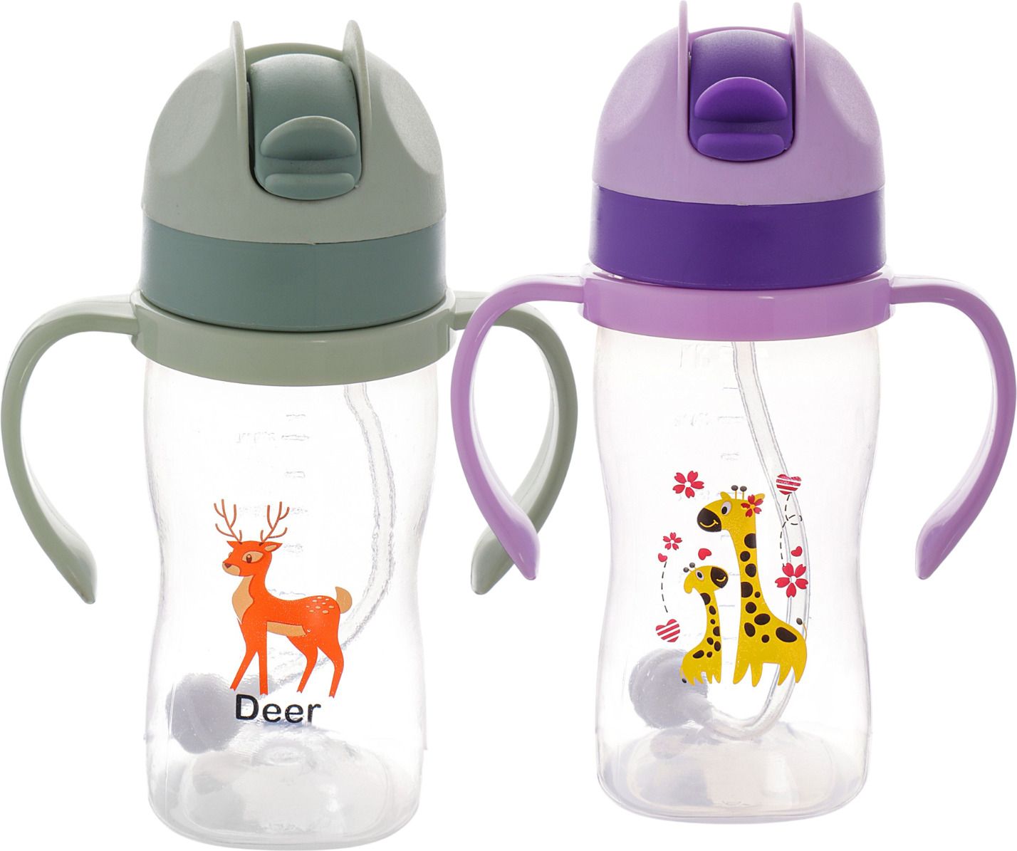 nabhya 2pc Transparent 300ml Spill-Proof Toddler Sippy Cup With Gravity Ball Straw-picture-46
