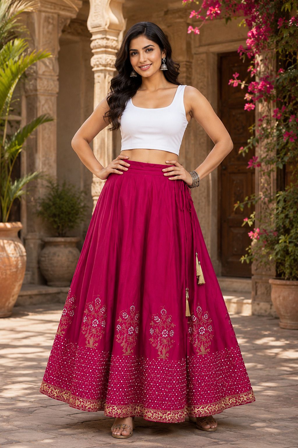 Women Printed Regular Pink Skirt-image-46