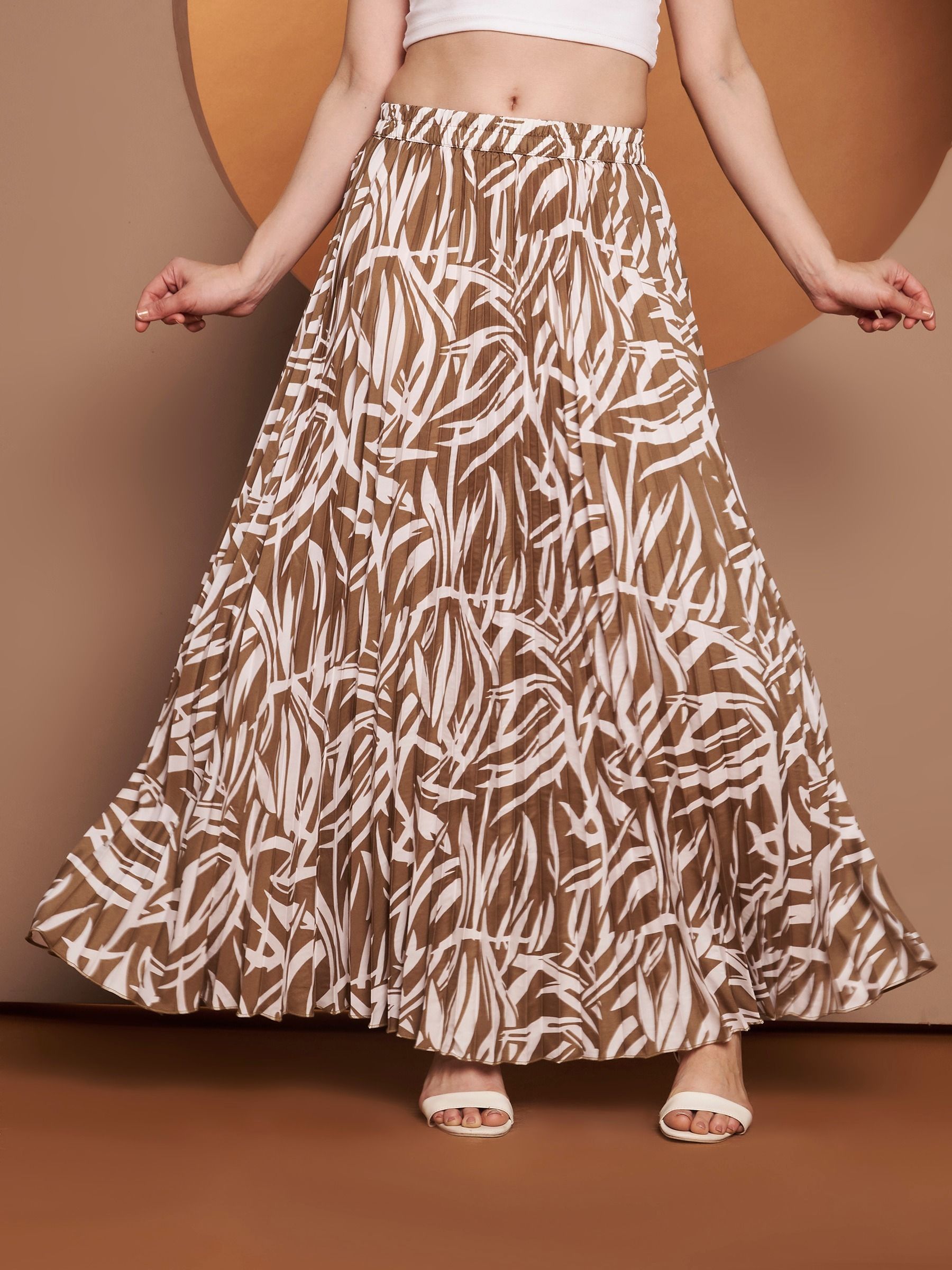 Women Self Design A-line White Skirt-image-35
