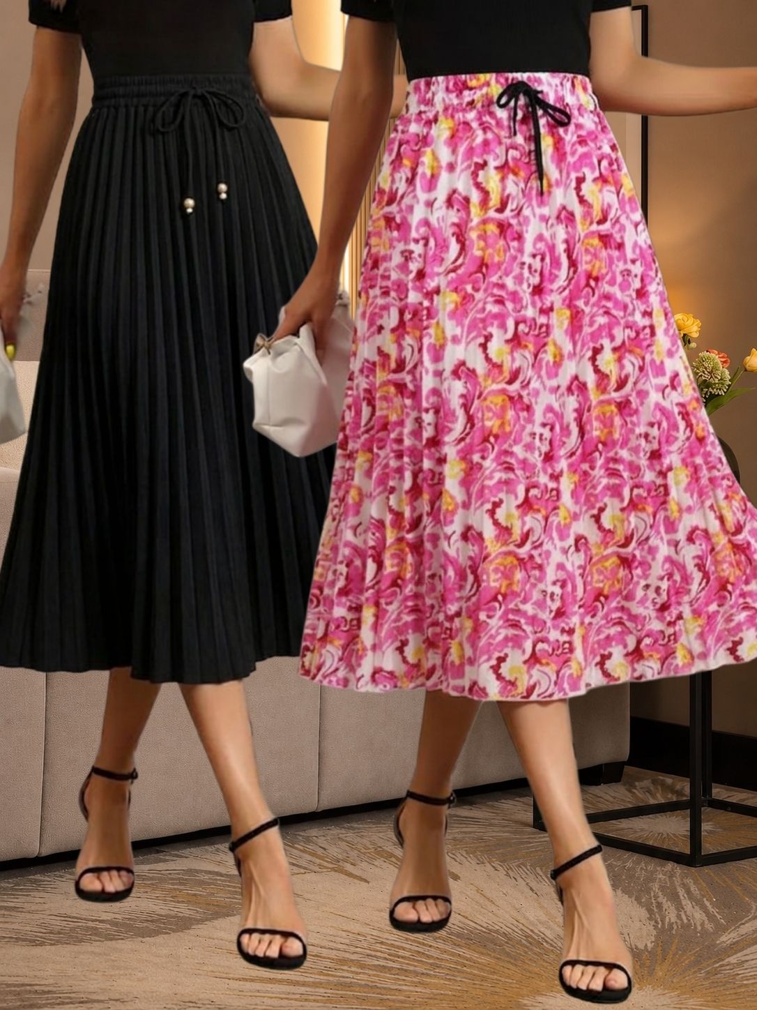 dr.zoom Women Self Design A-line Multicolor Skirt-picture-11