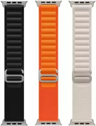 Geo SPORTS Alpine Loop Nylon Bands/Straps Compatible with Watch 49mm 45mm 44mm 42mm Men & Women, Adjustable Strap with Metal G-Hook Premium black, orange and white Strap for iWatch Ultra Series SE 8 7 6 5 4 3 2 1 (Only Alpine Loop Strap for Apple iWatch, Watch NOT Included) Smart Watch Strap-picture-45