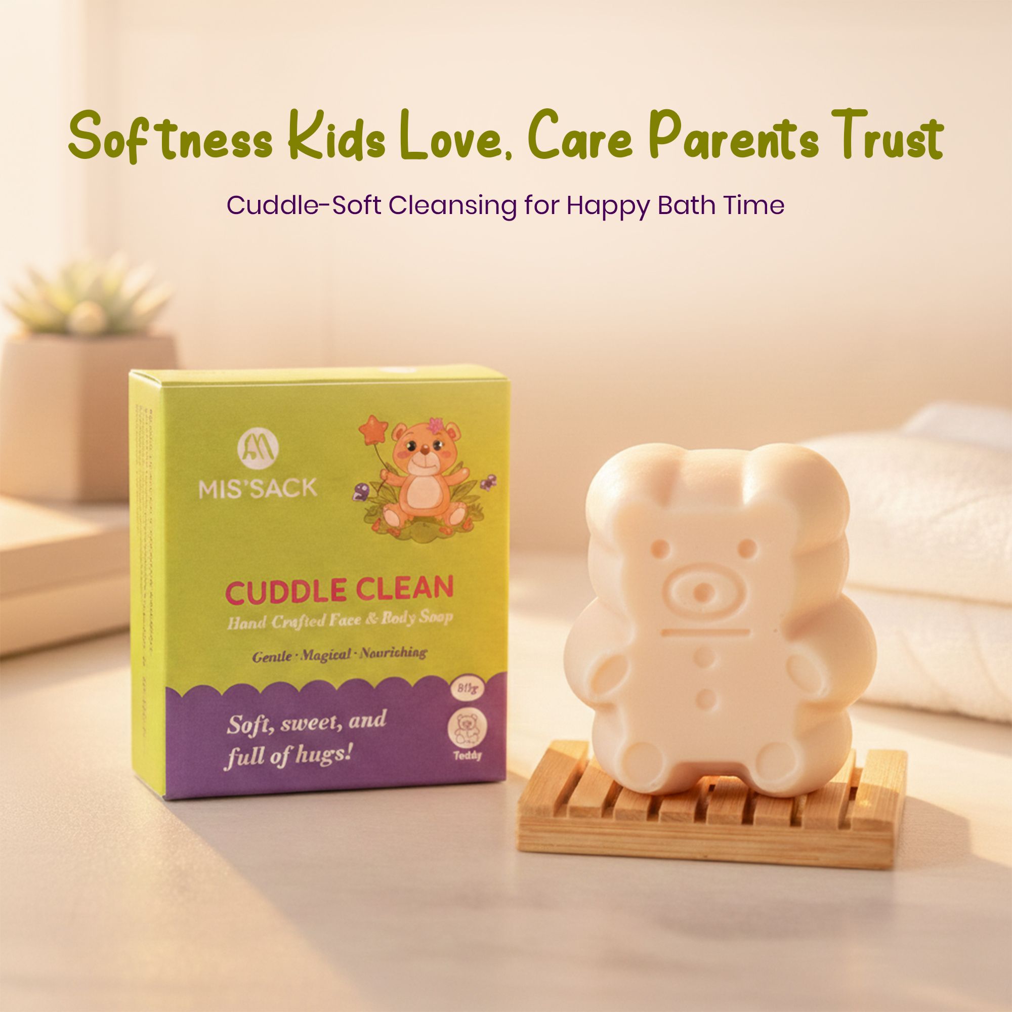 Cuddle Clean Kids Soap 80g | Handmade Face & Body Soap | Cute Teddy Bear Shape |-image-16