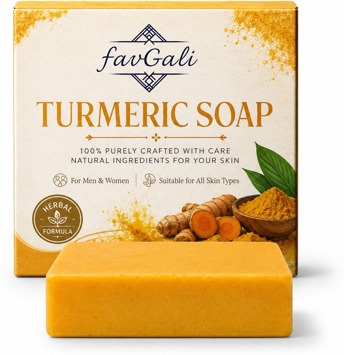 favgali Turmeric Herbal Bathing Soap with Neem Aloe Vera & Coconut Oil-picture-13