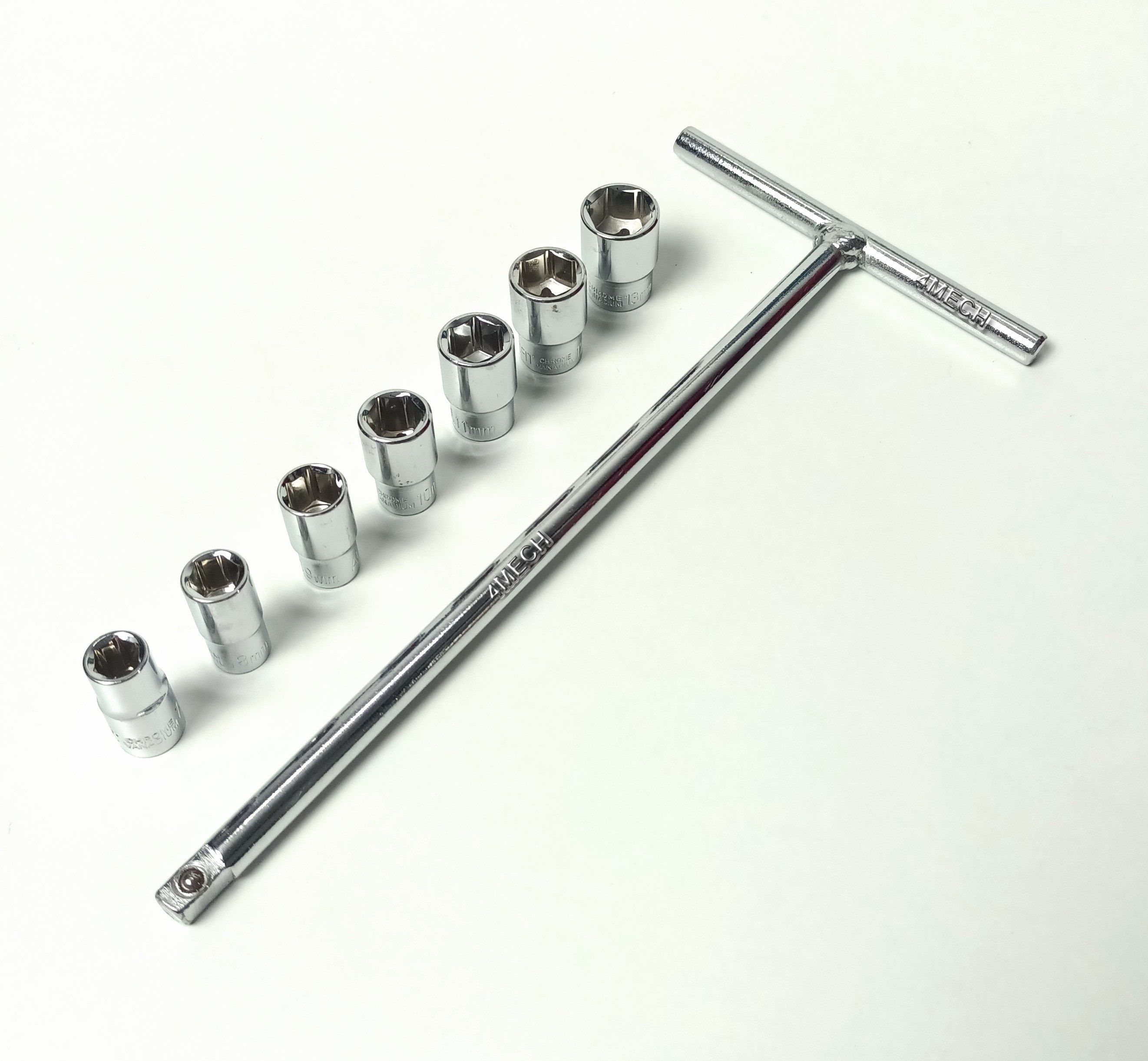 4mech 1/4" Drive T-7 T-Handle Socket Set with (7, 8, 9, 10, 11, 12, 13 mm) 7 Sockets Socket Set-picture-0