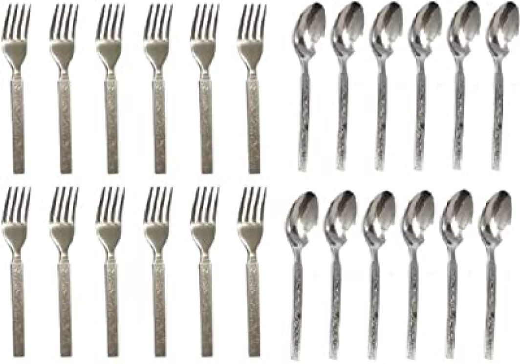 Stainless Steel Dinner forks & spoon(SET OF 24) Steel Table Spoon Set-image-46