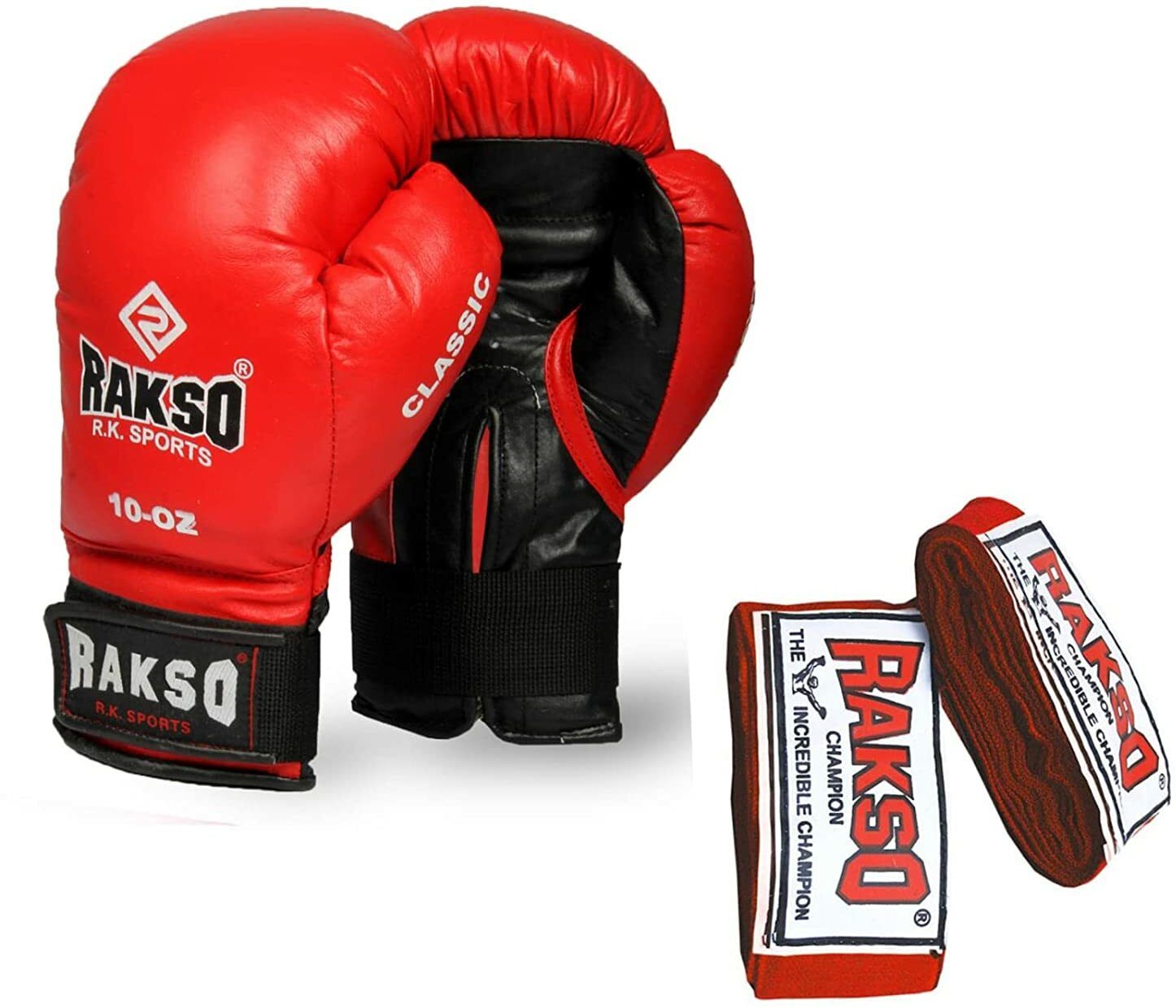 rakso Leather Boxing Gloves for Muay Thai Kickboxing with Hand wrap Fight Training Boxing Gloves-picture-22