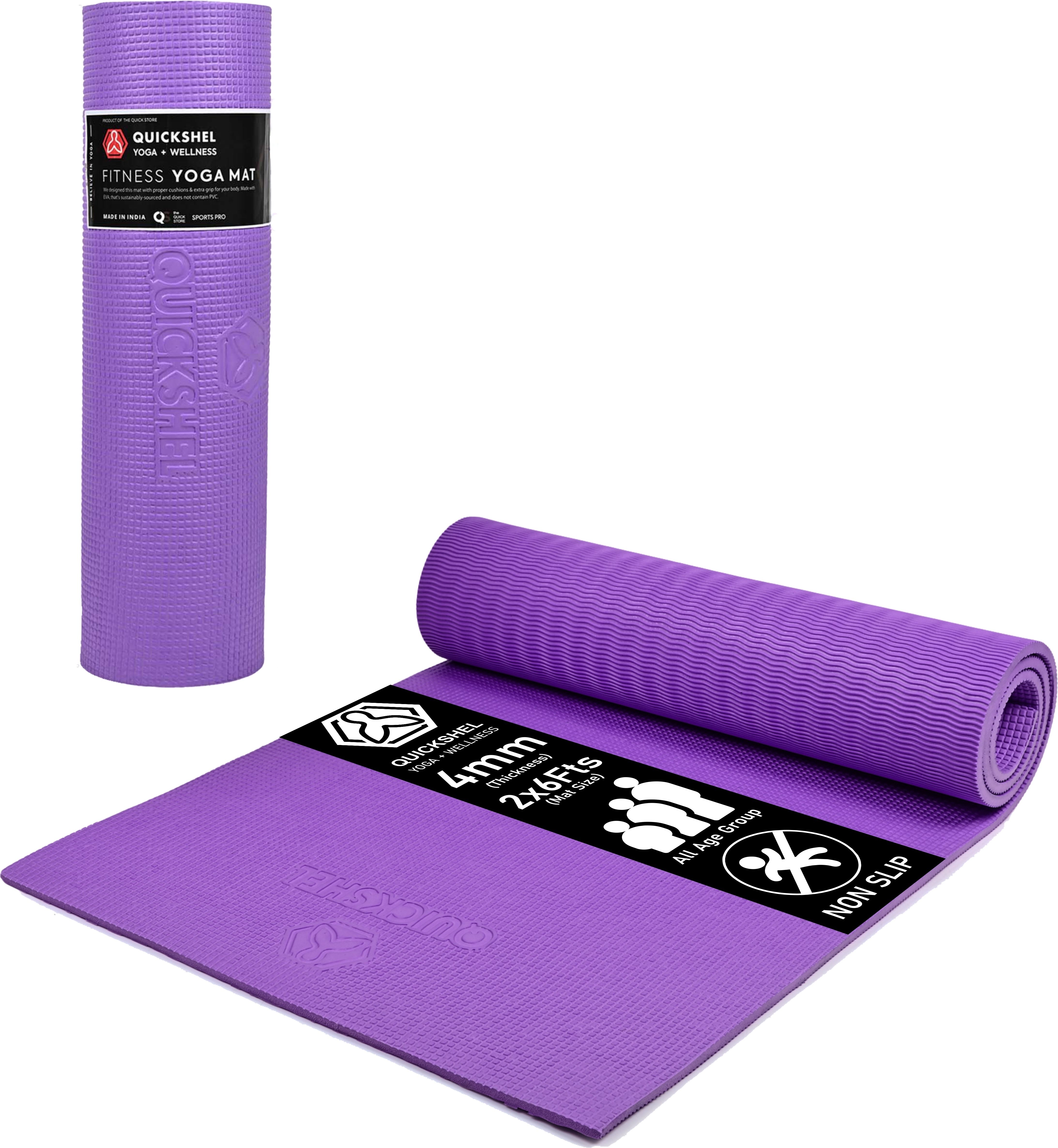 EVA Anti Slip Home Gym Exercise Workout Fitness for Men Women Kids Purple 4 mm Yoga Mat-image-7