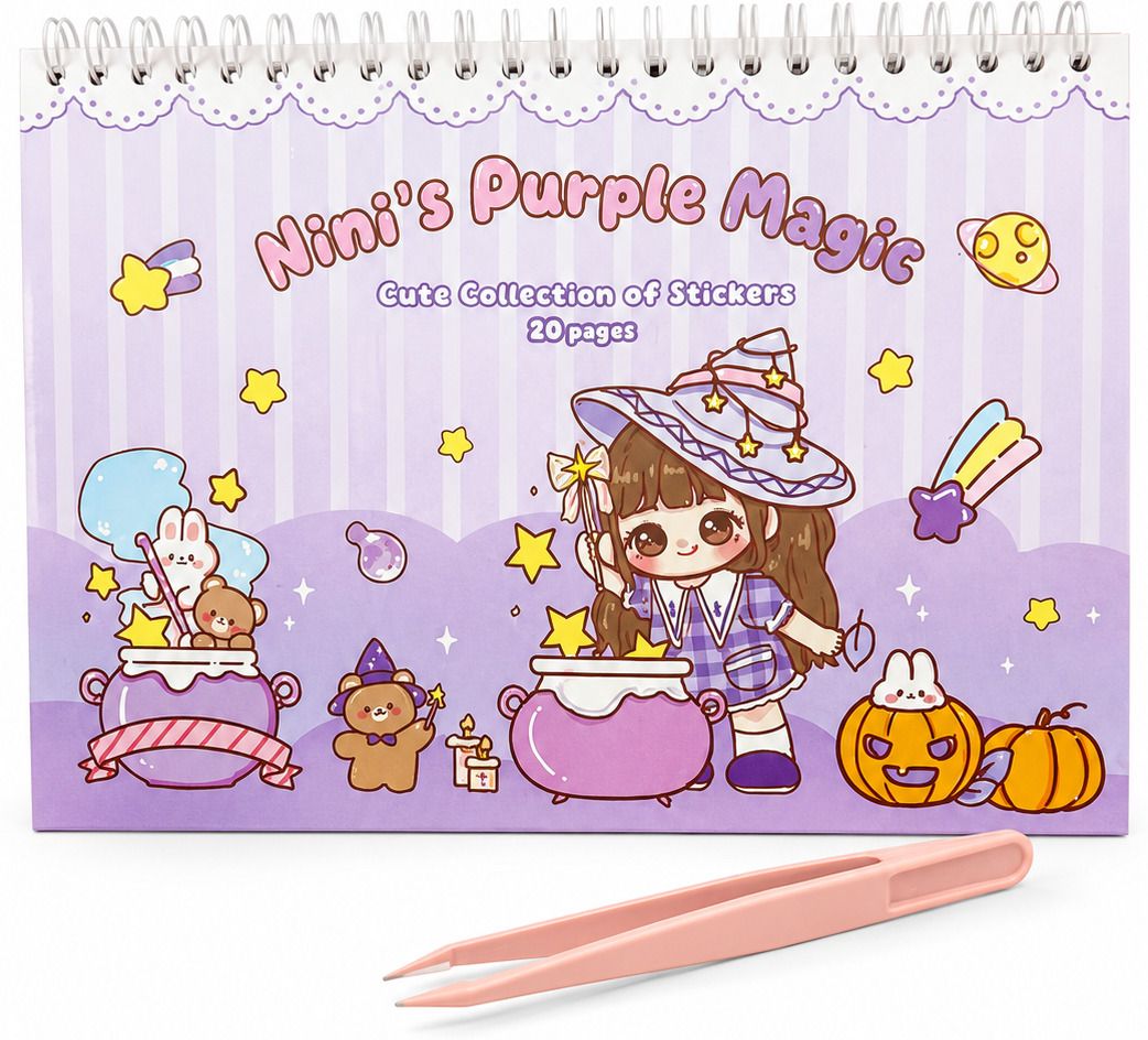 7.1 inch Nini's Purple Magic Sticker Book Self Adhesive Sticker-image-36