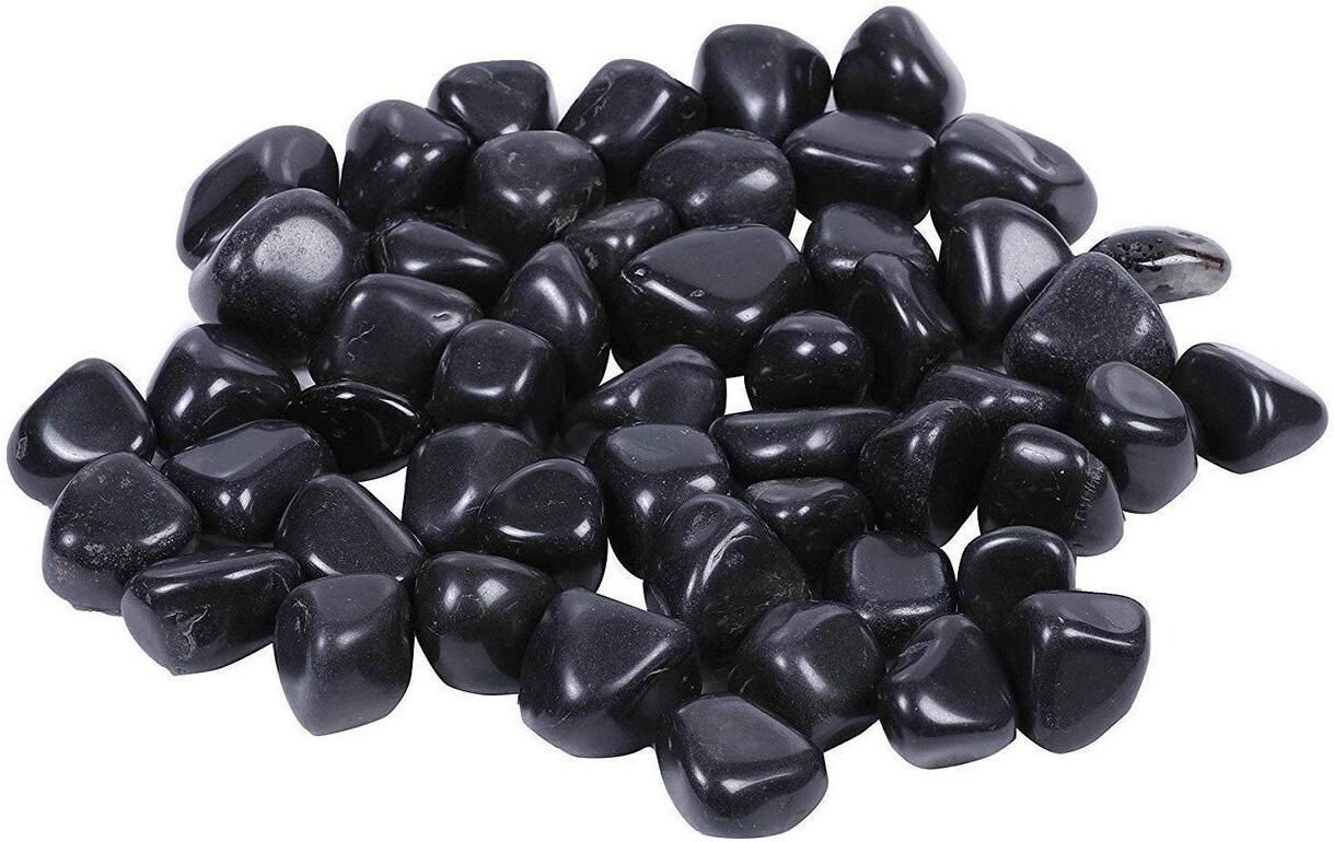Small Polished Stone Pebbles For Plant Pots Vase Home Garden Decor- Black, 2.8Kg Polished, Regular Asymmetrical, Oval, Round Marble Stone-image-2
