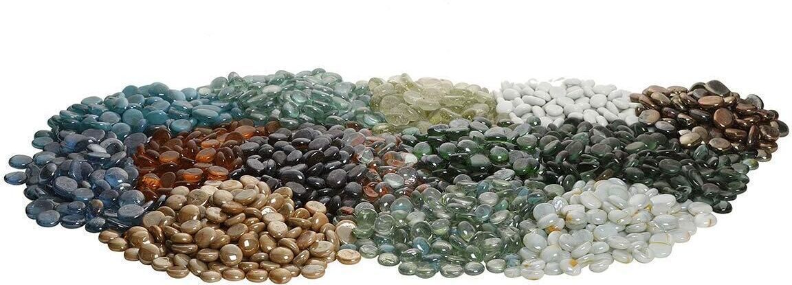 Glossy Smooth Glass Pebbles For Home Aquarium Garden Pot Decor- Multicolor-3.8Kg Polished, Carved Round, Oval Fire Glass Pebbles-image-32