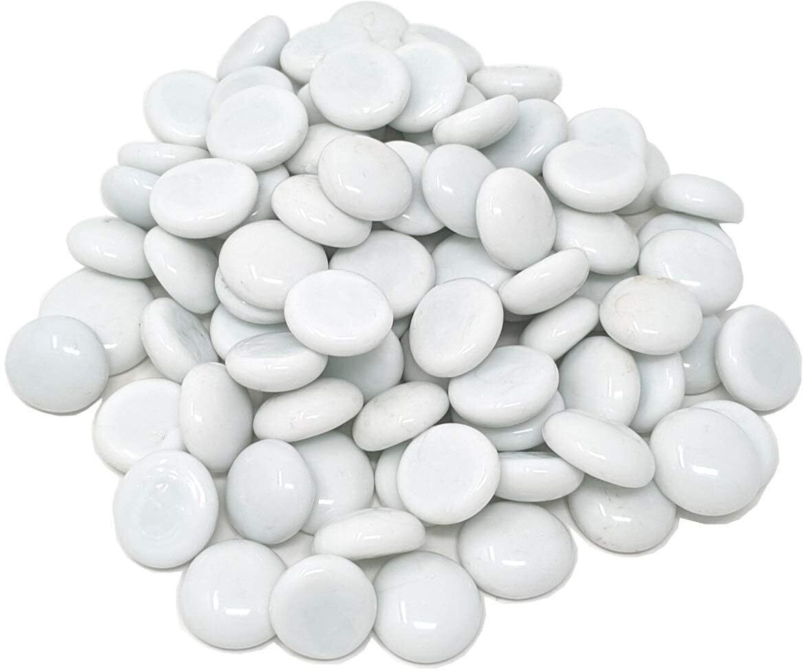 Glossy Shiny Glass Pebbles For Aquarium Pots Home Garden Decor- Egg White, 4.8Kg Carved, Polished, Regular Round, Oval Fire Glass Pebbles-image-11