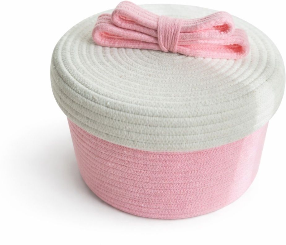 Cotton White and Pink Gift Basket Storage Basket-image-31