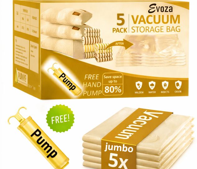 5 Jumbo 70*100 Vacuum Storage Bags with Free Hand Pump Travel Storage Vacuum Bags