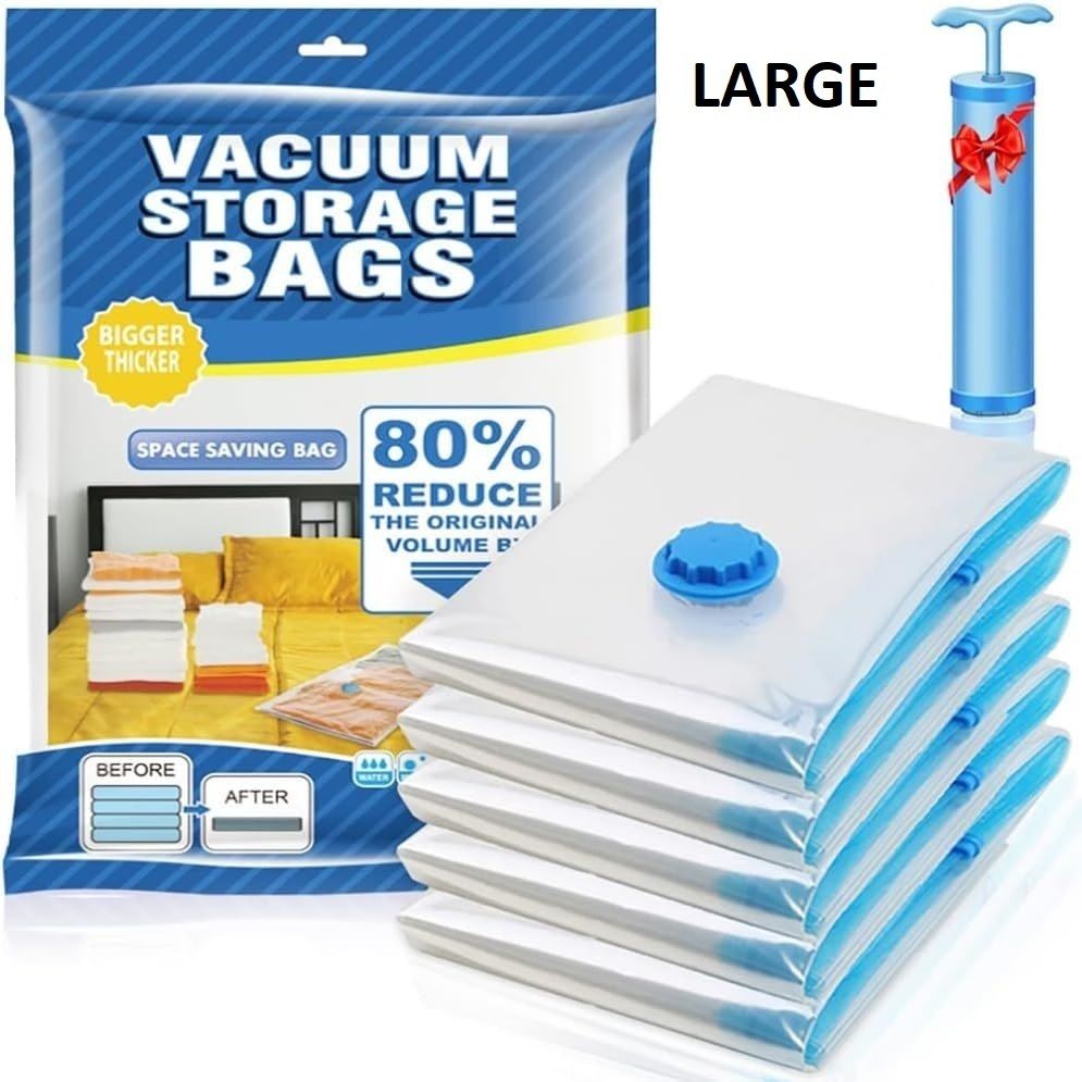 Storage Vaccum Bag pack of 6 (Large 60 X 80 cm) Travel Storage Vacuum Bags