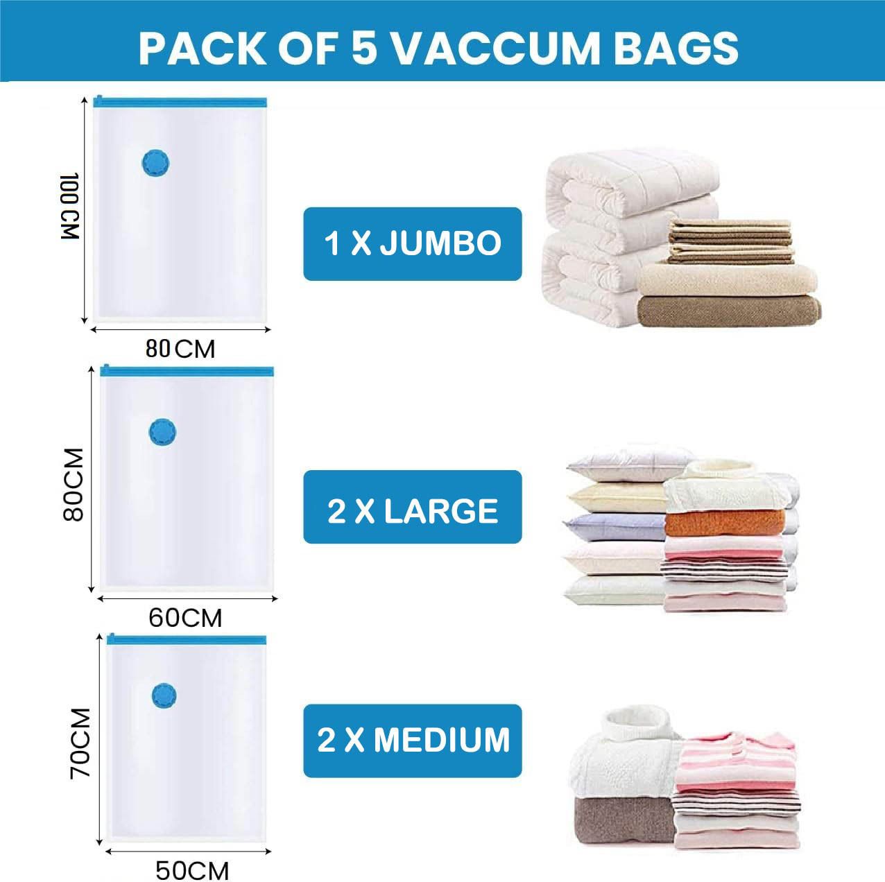 nimyank 5Pack Vacuum Compression Storage Bags With Pump,Space Saver Sealer Bag NI341 Travel Storage Vacuum Bags-picture-15
