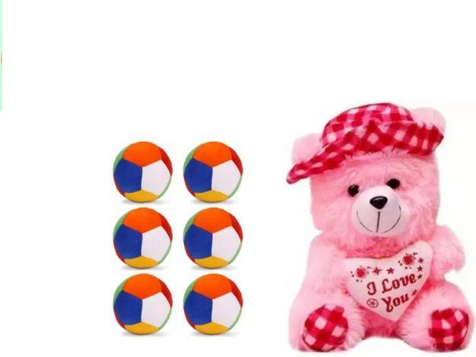 tgr cute 6pc soft toys and pink check cap teddy - 30 cm-picture-17