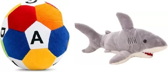 Stuffed soft grey shark & alphabet football combo for kids (T-298) - 35 cm-image-4