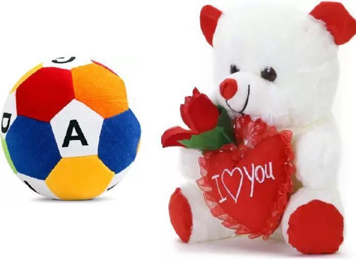 Best Quality Super Soft Teddy Bear & Football Combo Toy for kids-STY (T-270) - 30 cm-image-49