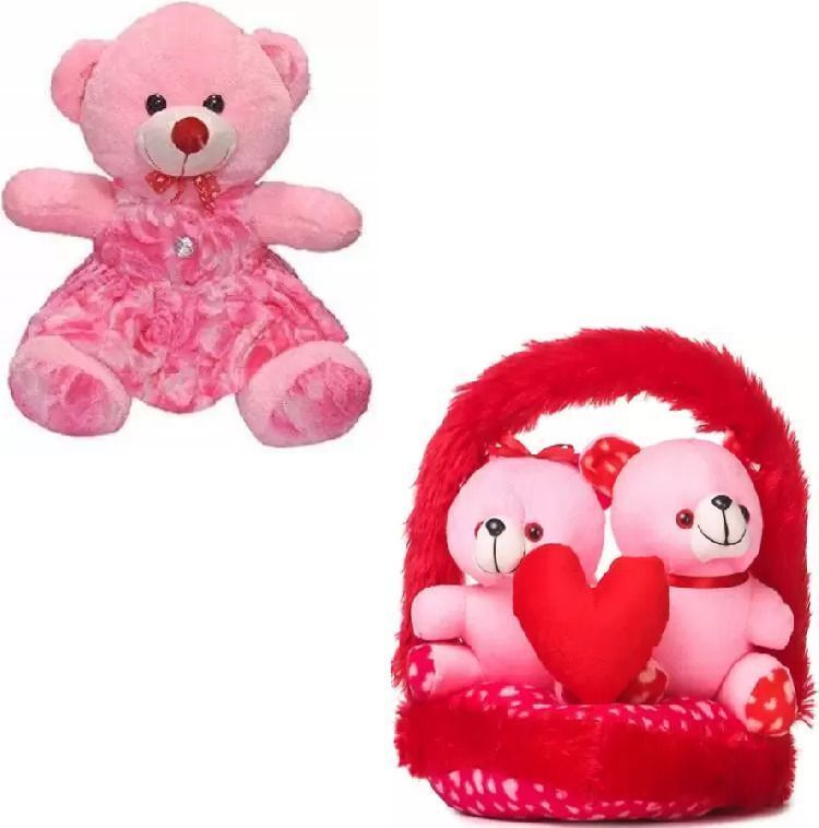 Best Quality Super Soft Couple-Teddy & Soft Doll Combo for kids (T-1257) - 30 cm-image-34