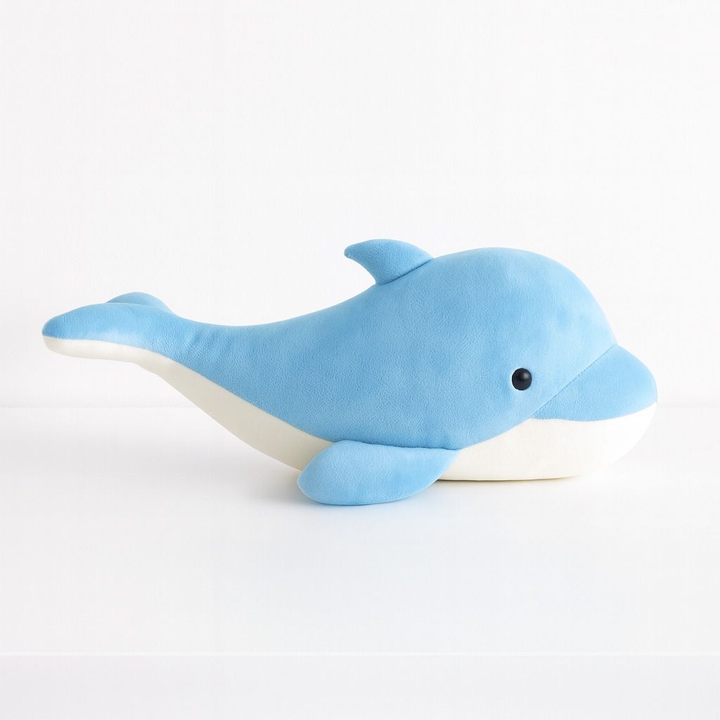 Plush Dolphin Soft Toy, Light Blue and White, Stuffed Animal - 30 cm - 30 cm-image-22