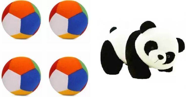 Best Quality Stuffed Soft soft balls(4pc) and Panda toys for Kids (T-1226) - 25 cm-image-29