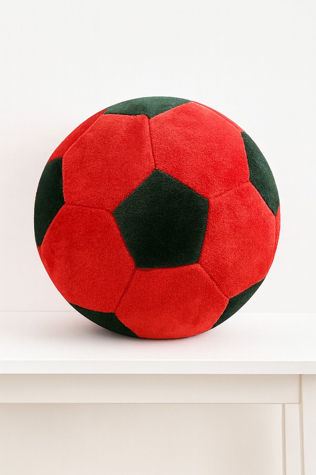 Soft Plush Soccer Ball, Red and Black, Indoor Play - 20 cm - 20 cm