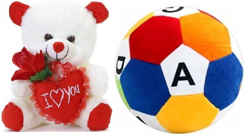 garvit Best Quality Soft White Heart Teddy and Soft Football Someone special. (T-444) - 25 cm-picture-47
