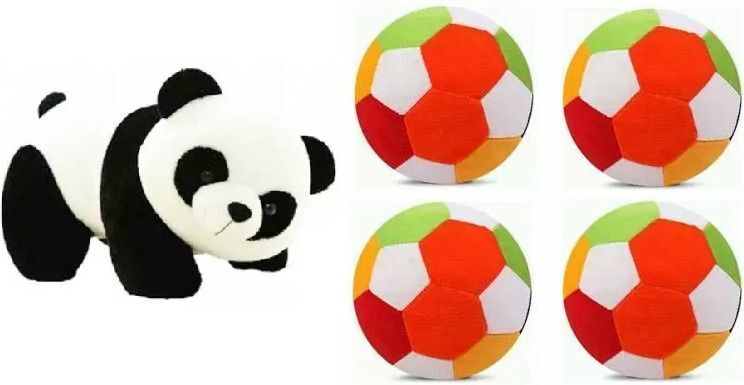 New Best Quality Stuffed Soft small ball(4pc) and Panda for Kids - 30 cm-image-29