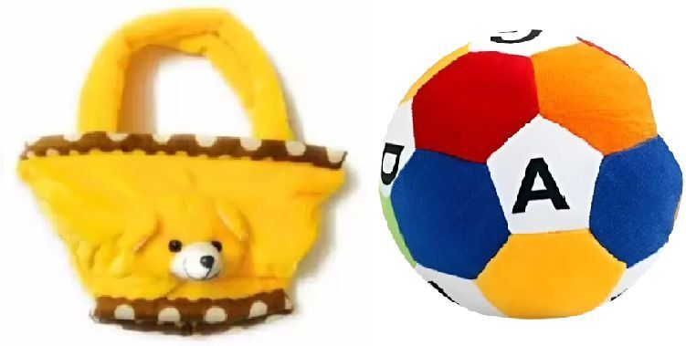 kpn New Best Quality Super Soft Yellow Kids Bag & Football Combo Toy for kids - 25 cm-picture-12