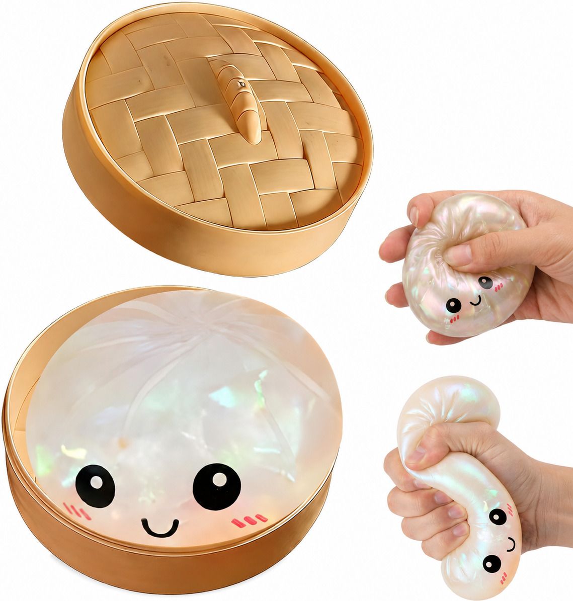 pransique Dumpling Squishy Mystery Box Soft Slow Rising Stress Relief Toy with Basket - 5.5 cm-picture-16