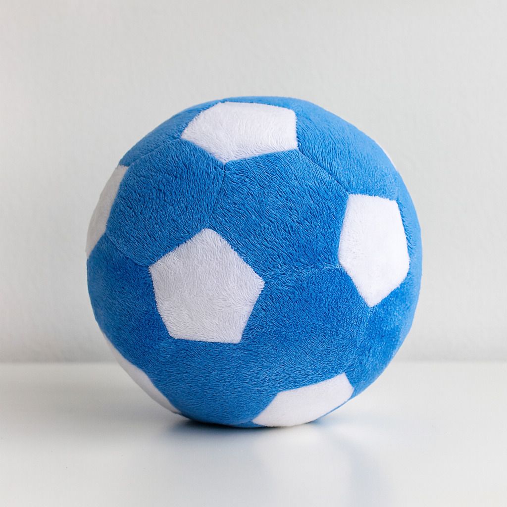Soft Plush Soccer Ball, Blue and White, Indoor Play Toy - 20 cm