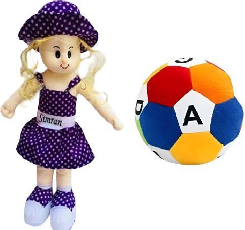 Stuffed Soft Toys plush simran doll & alphabet football combo for kids (T-1242) - 30 cm-image-31