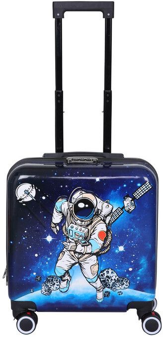 Small Cabin Suitcase (16 inch) 4 Wheels - Kids Trolley Bag - Dark Blue - Multicolor-image-5
