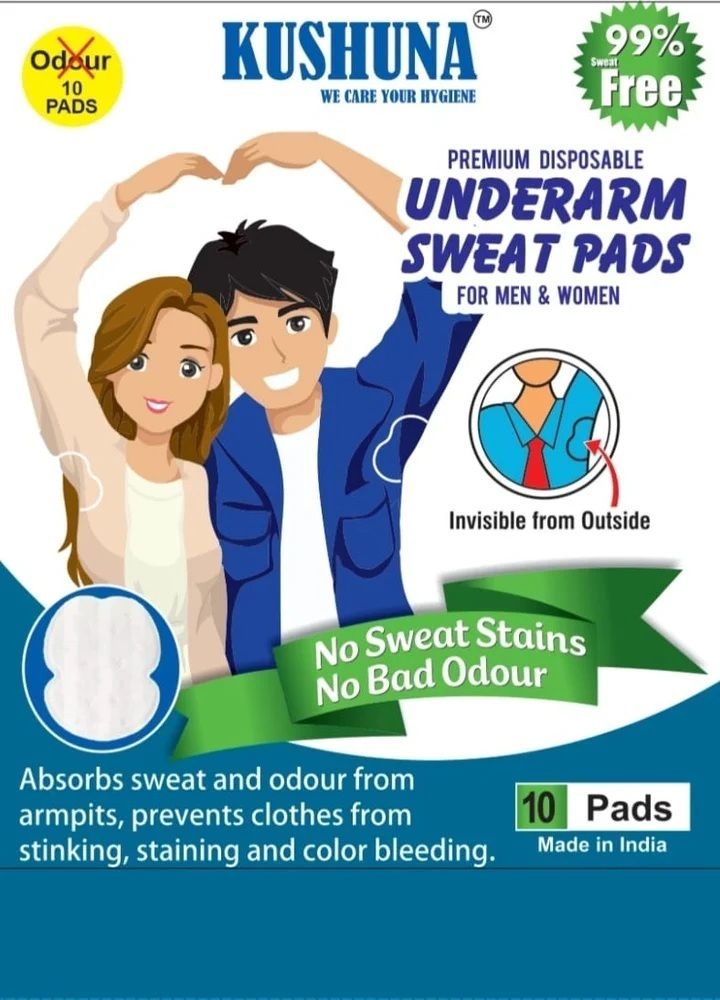 kushuna Sweat Pads | Under Arm Pads for Men and Women | Skin Friendly (10 pads) Sweat Pads-picture-17