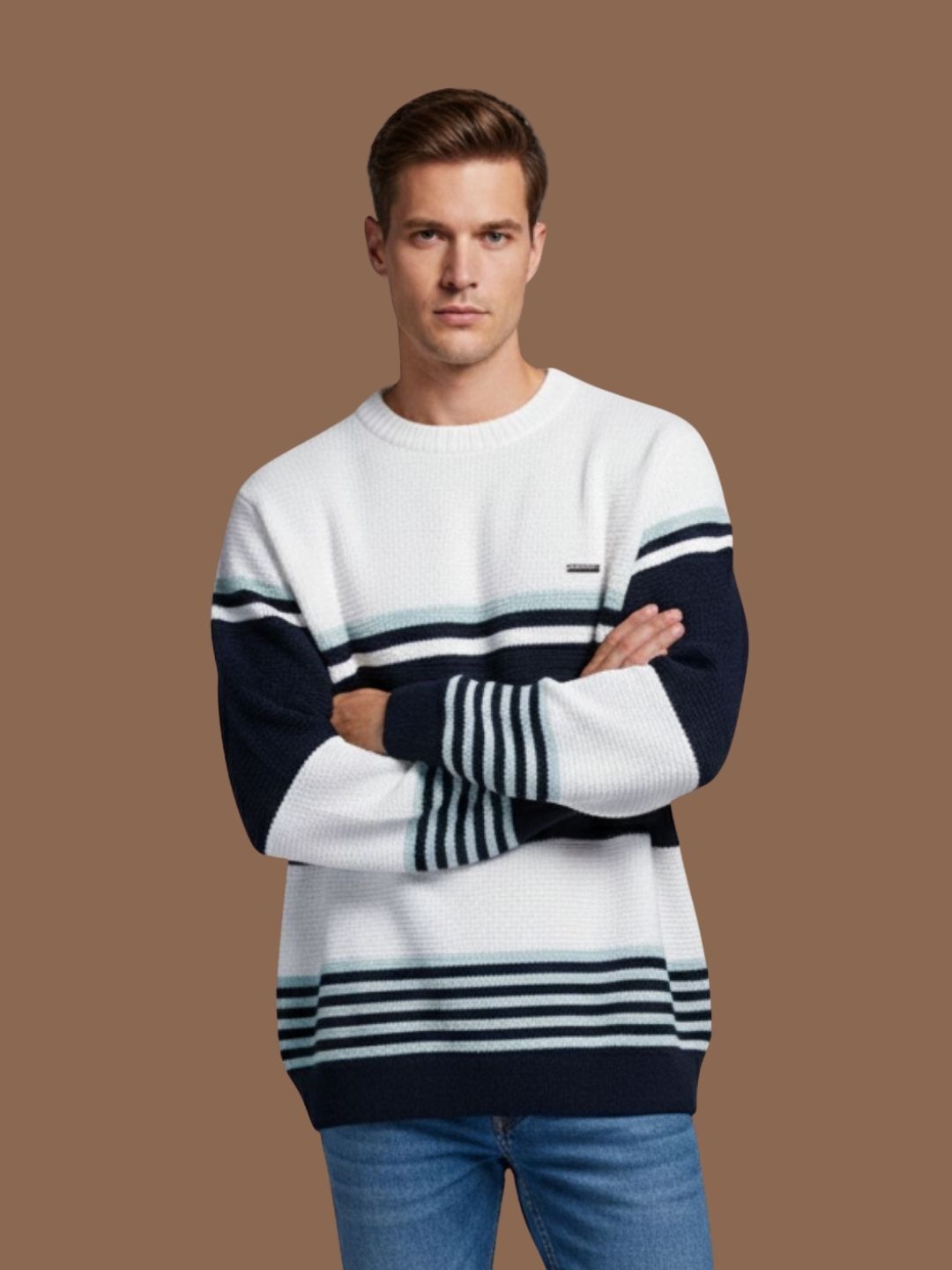 way to trendy Men Solid Round Neck Maroon Sweater-picture-29
