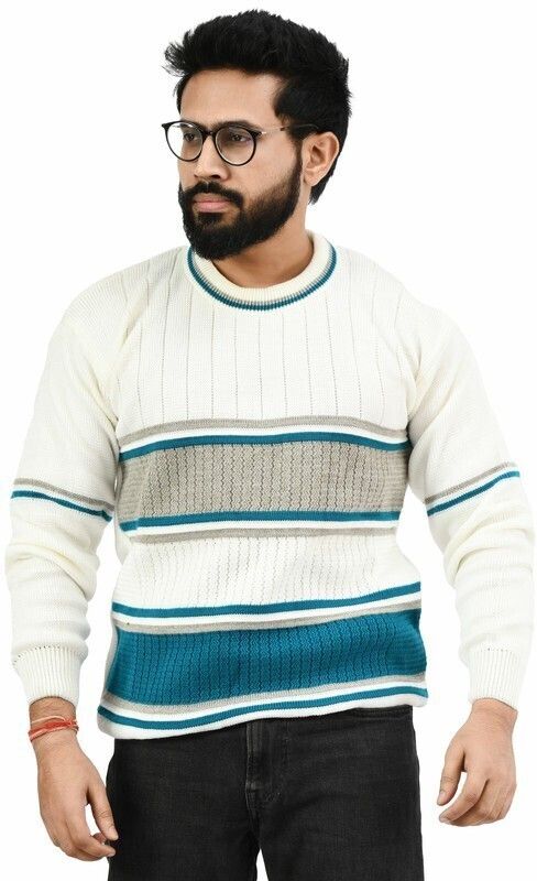 life and style Men Striped Round Neck Green Sweater-picture-26