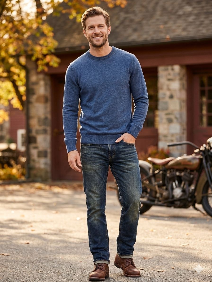 metronaut Men Solid Crew Neck Blue Sweater-picture-23