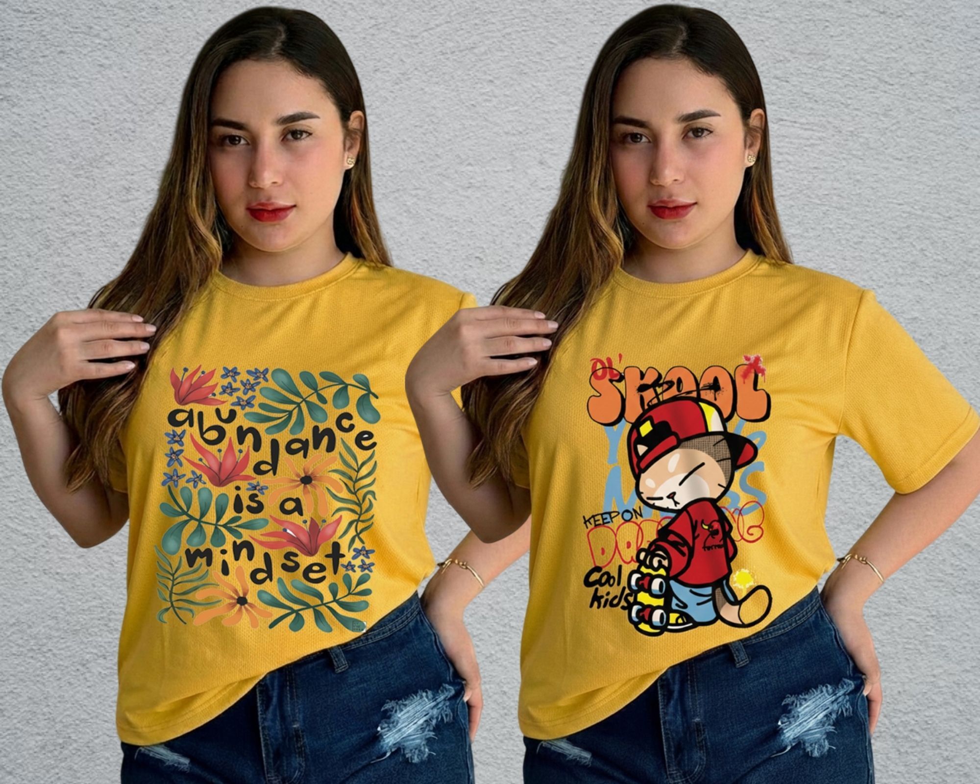 lecowar Women Printed Round Neck Polyester Yellow T-Shirt-picture-48