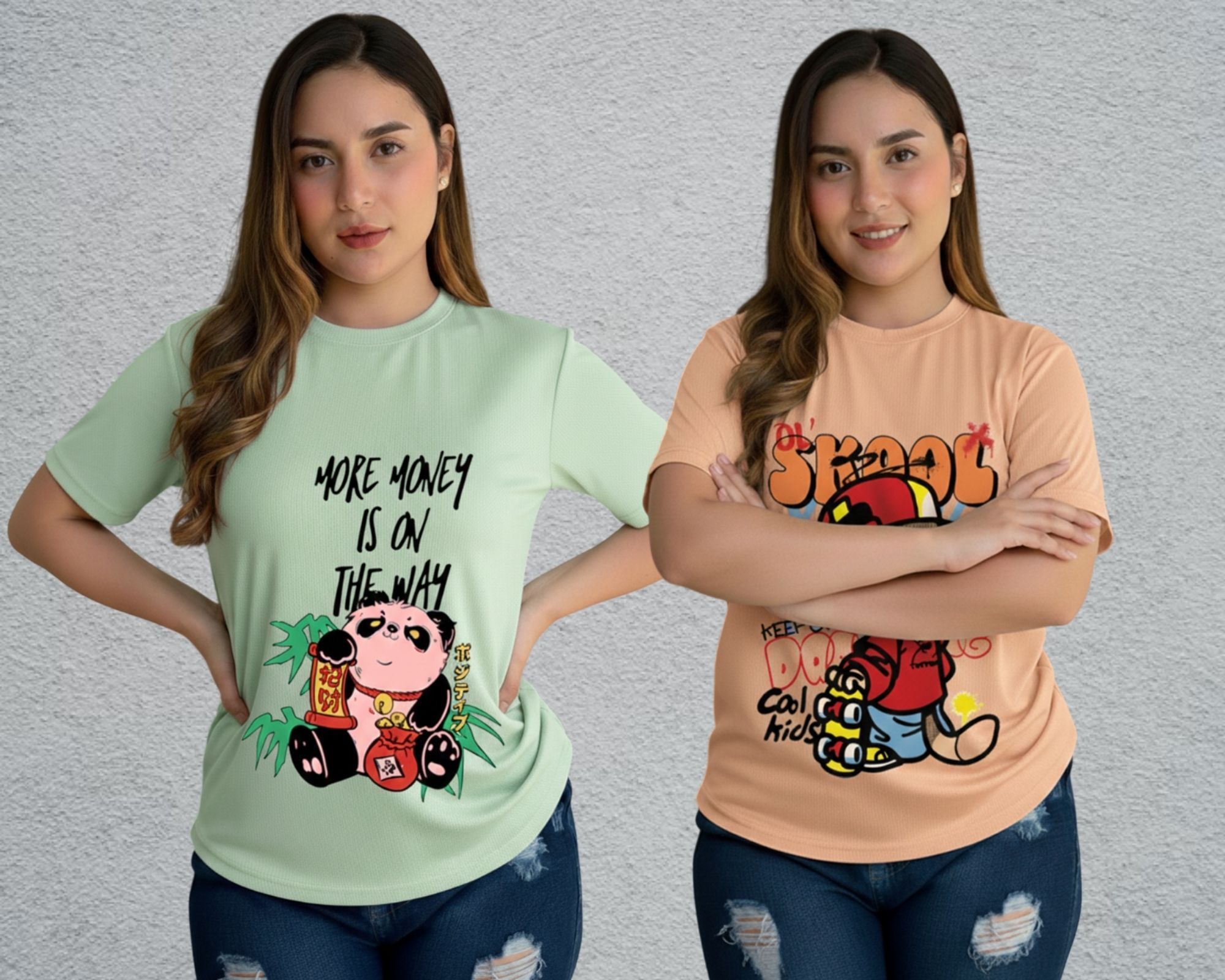parona Women Printed Round Neck Polyester Green, Pink T-Shirt-picture-39