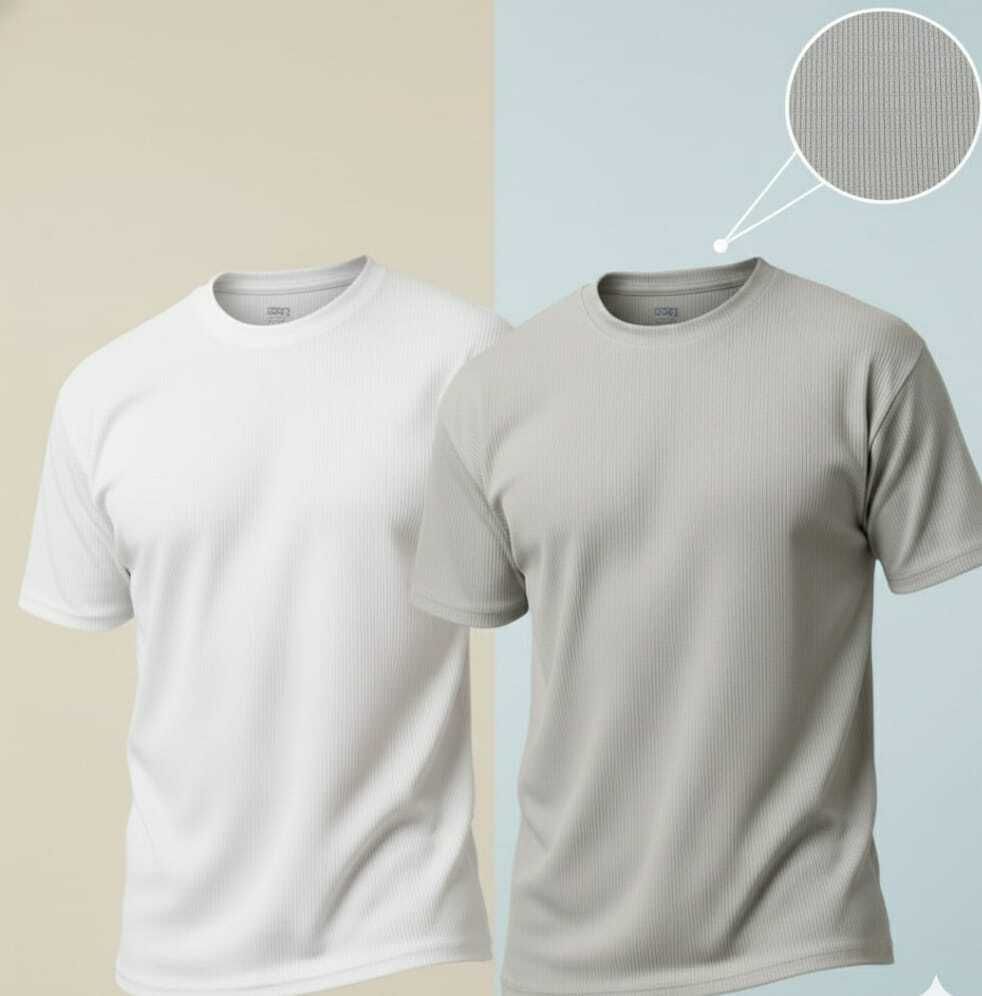 Men Self Design Round Neck Polyester Multicolor T-Shirt-image-13