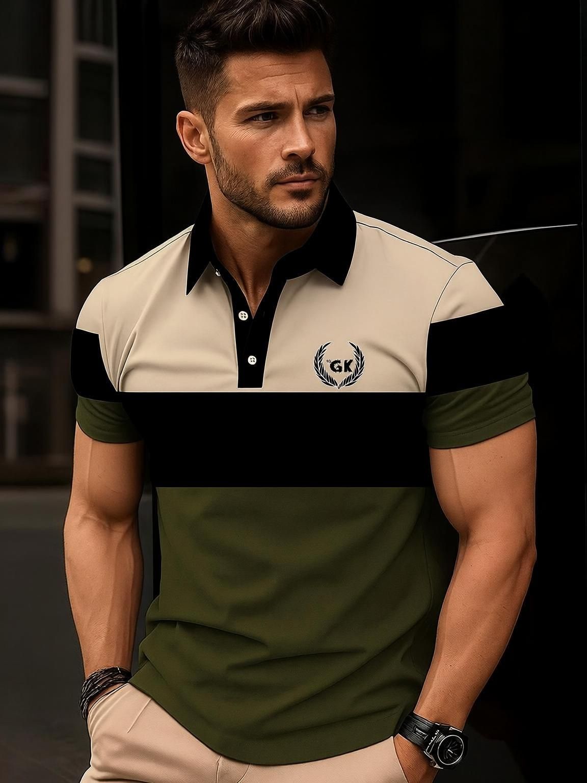 Men Printed Polo Neck Cotton Blend Multicolor T-Shirt-image-47