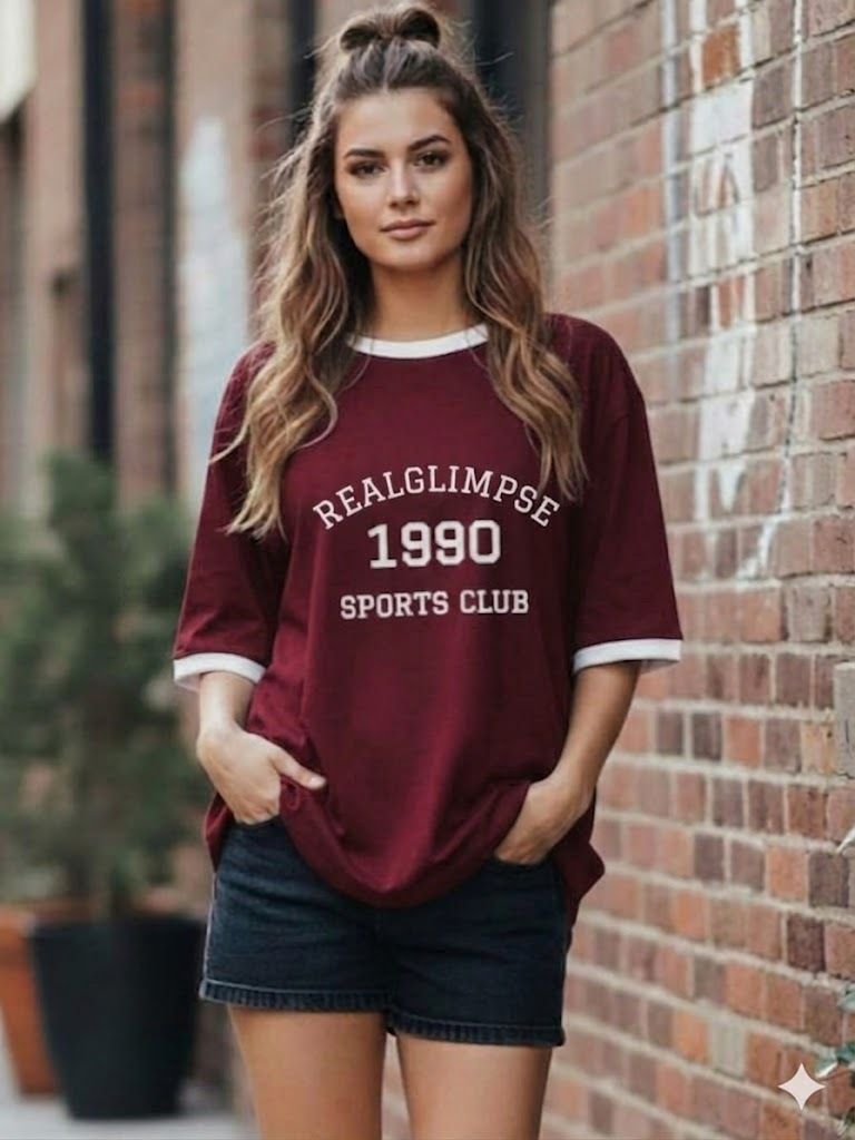 Women Typography Round Neck Cotton Blend Maroon T-Shirt-image-31