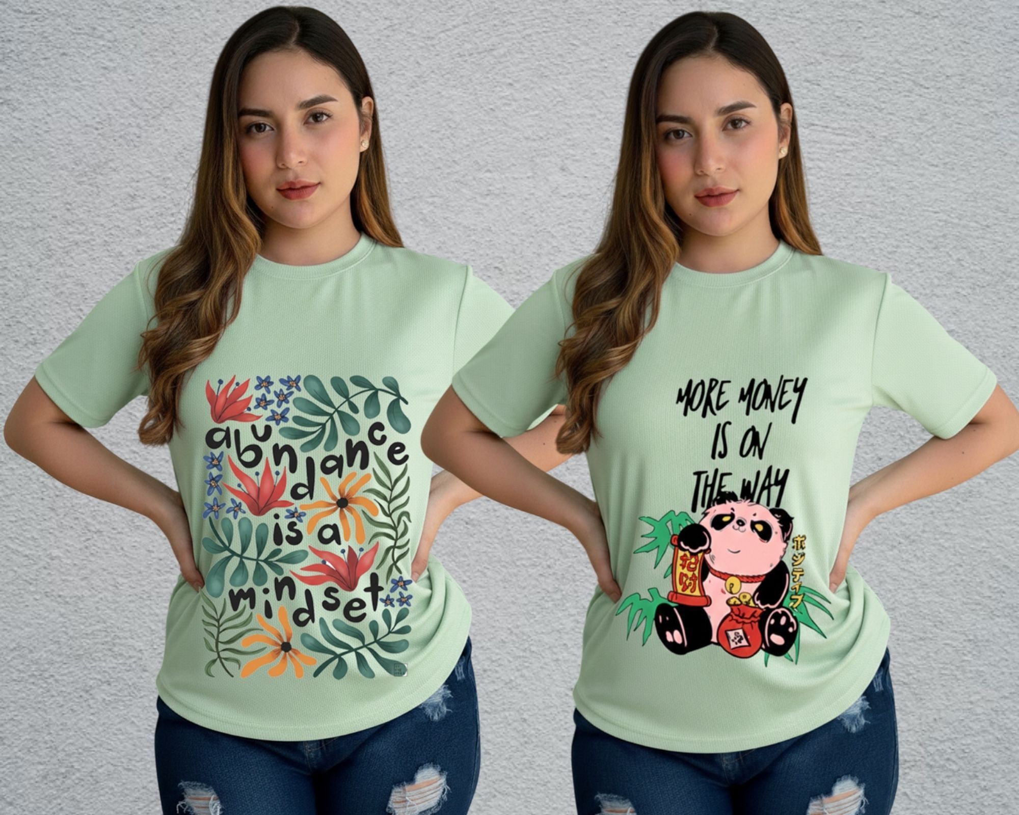 lecowar Women Printed Round Neck Polyester Green T-Shirt-picture-40