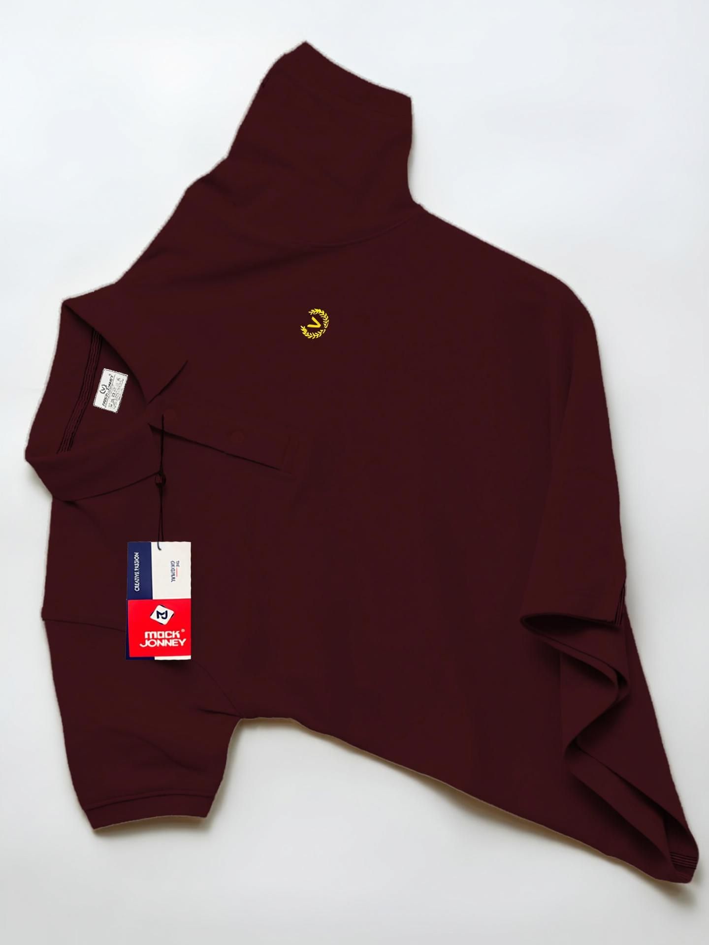 Men Solid Polo Neck Cotton Blend Maroon T-Shirt-image-24